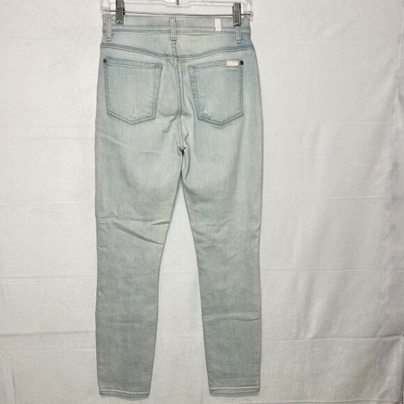 7 For All Mankind Patched and Distressed Jeans Skinny Light Wash 27x28 RARE - Picture 5 of 8